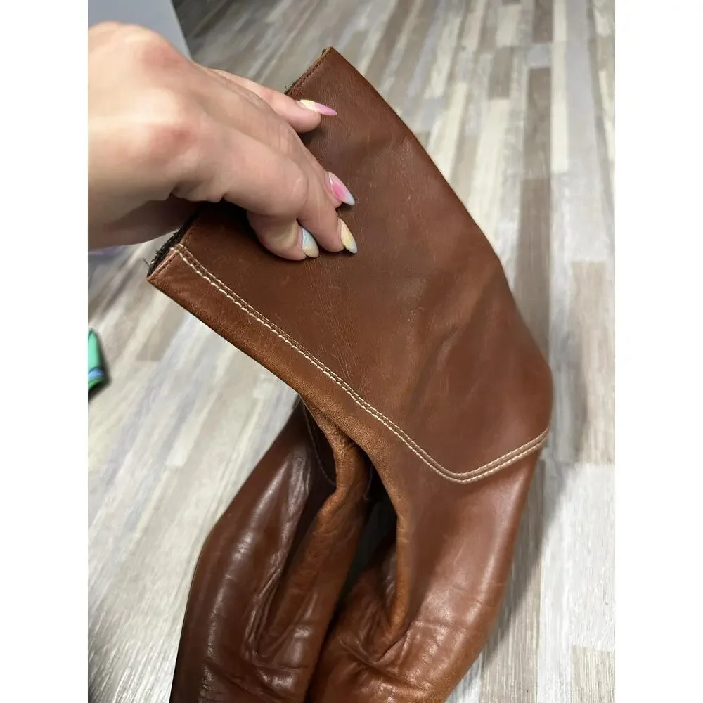 Vintage Cole Haan Leather Boots Sz 6 B Brn Mid Calf Sq Toe